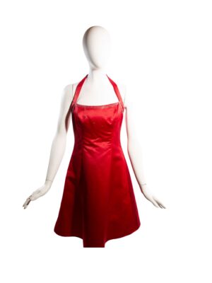 red halter dress on mannequin