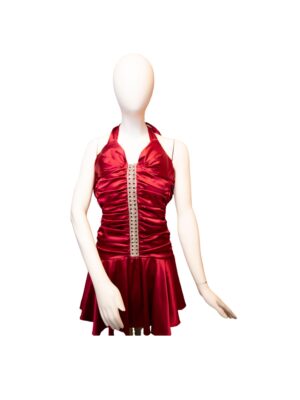 Red halter dress on mannequin