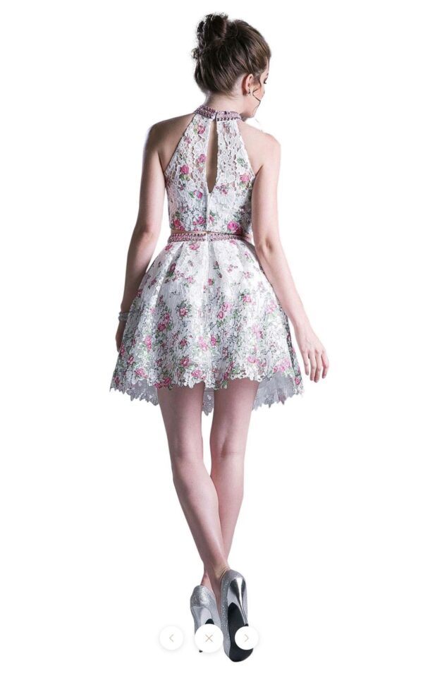 back of two-piece floral dress