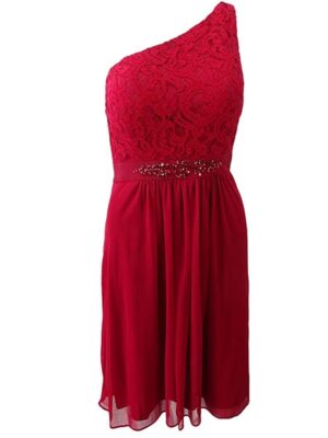 Ome-shoulder red dress
