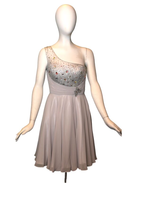 One-shoulder dress on mannequin
