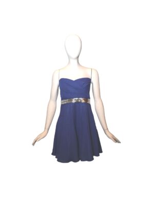 strapless blue dress on mannequin