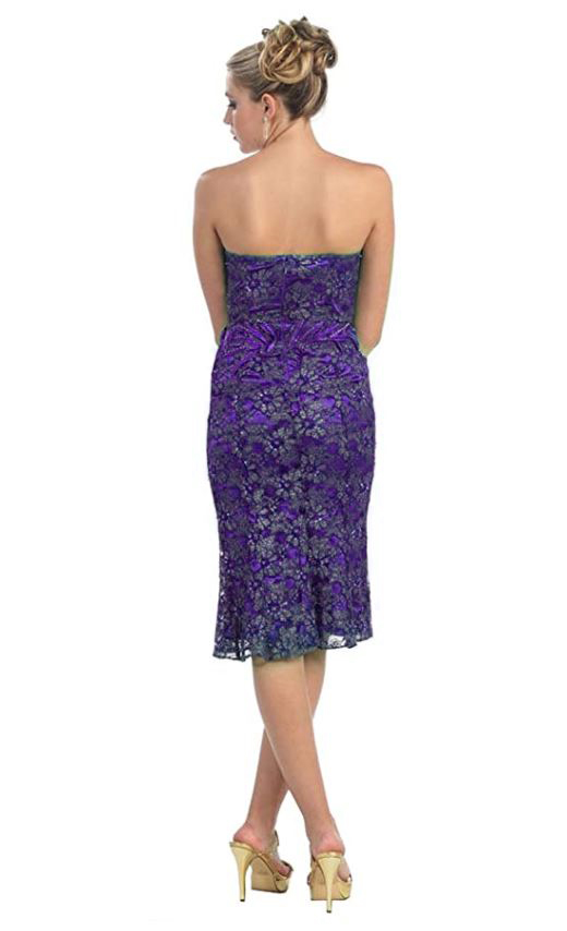 back of purple strapless
