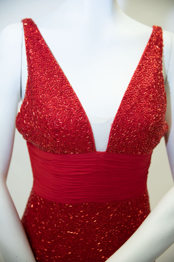 Closeup of beaded dress