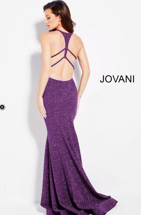 back of purple glitter dress
