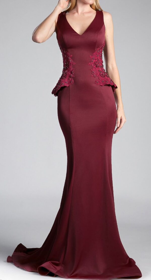models wear burgundy dress