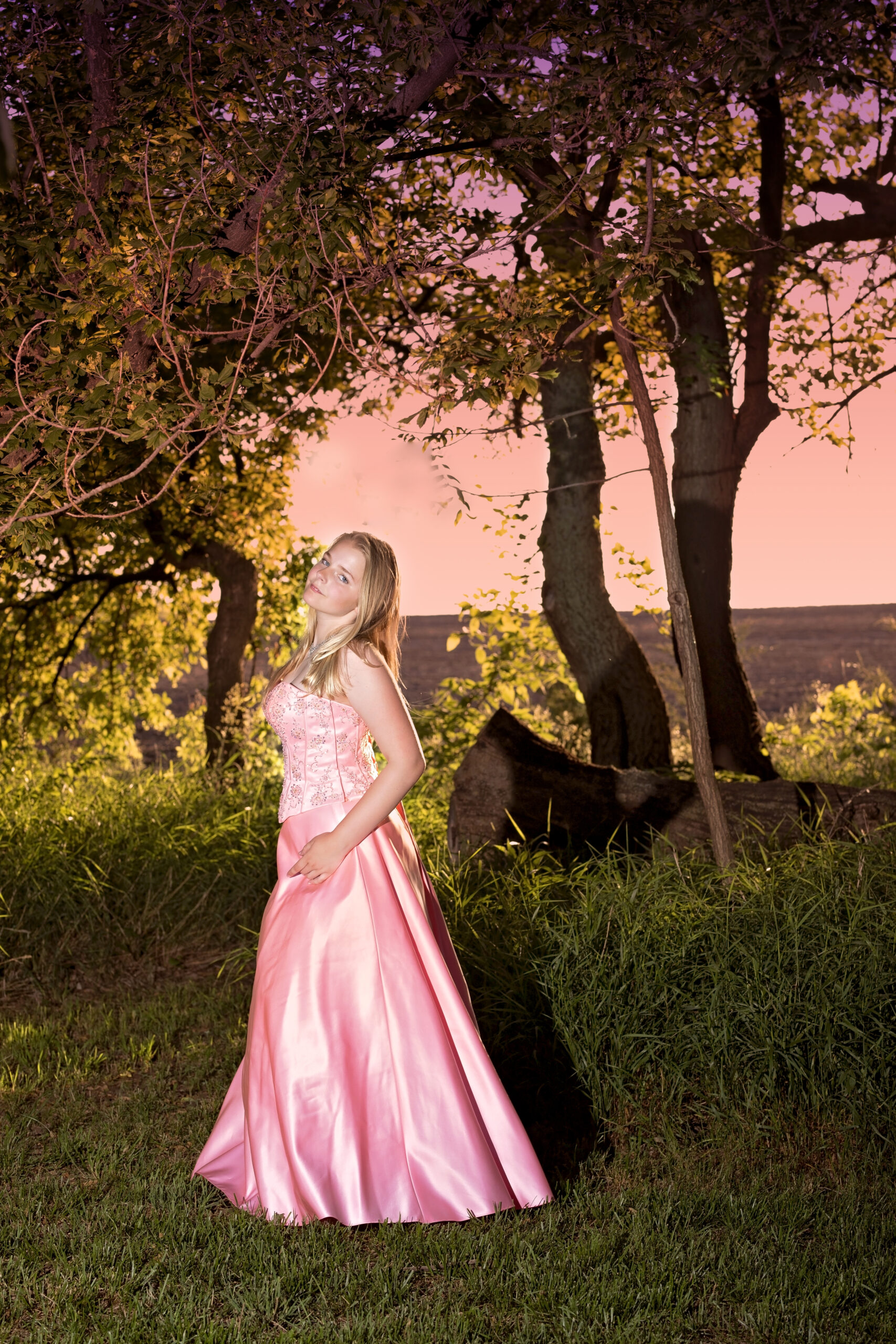 model in pink ballgown