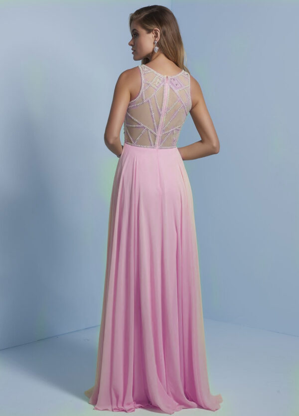 back of pink chiffon dress