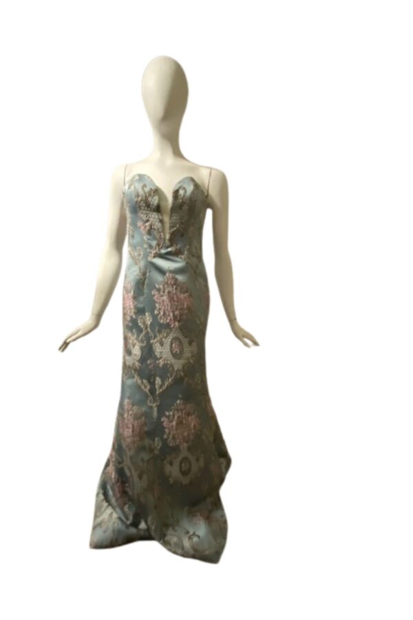 strapless floral dress on mannequin