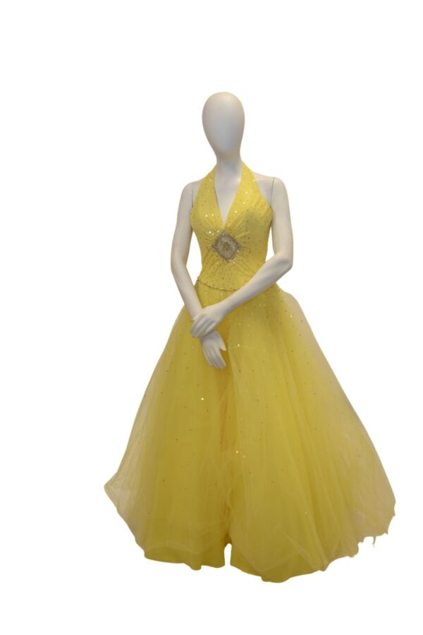 yellow ballgown on mannequin