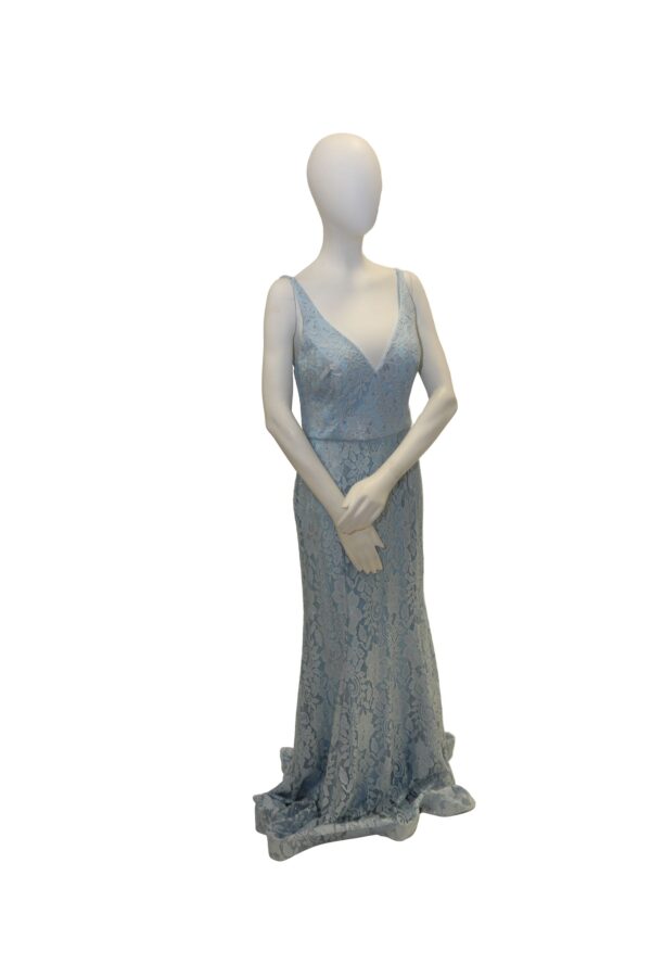 blue lacy dress on mannequin