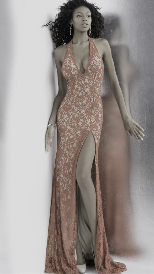 peach dress on mannequin