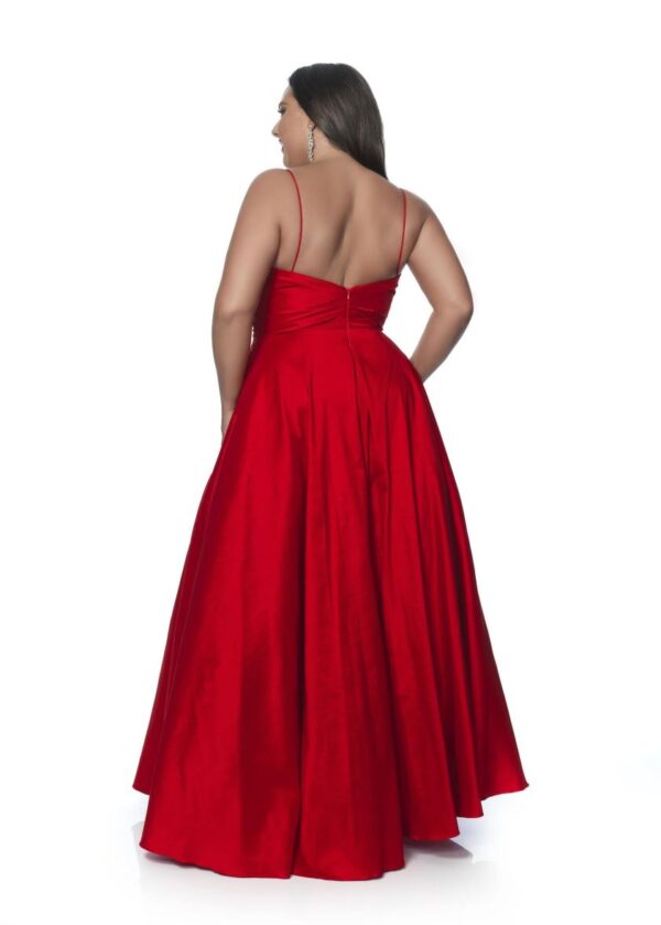 back of satin red dress