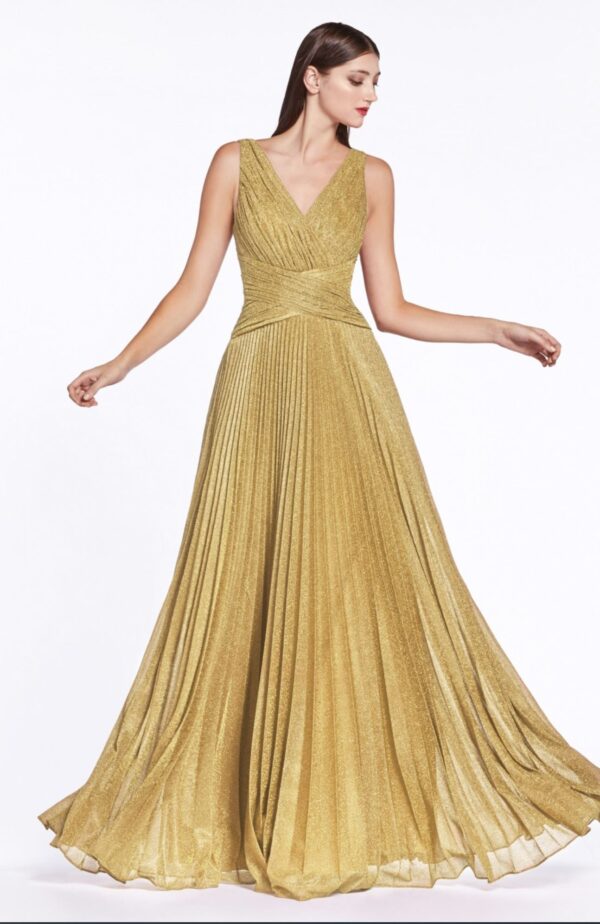 gold dress on model