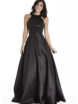 black gown on model
