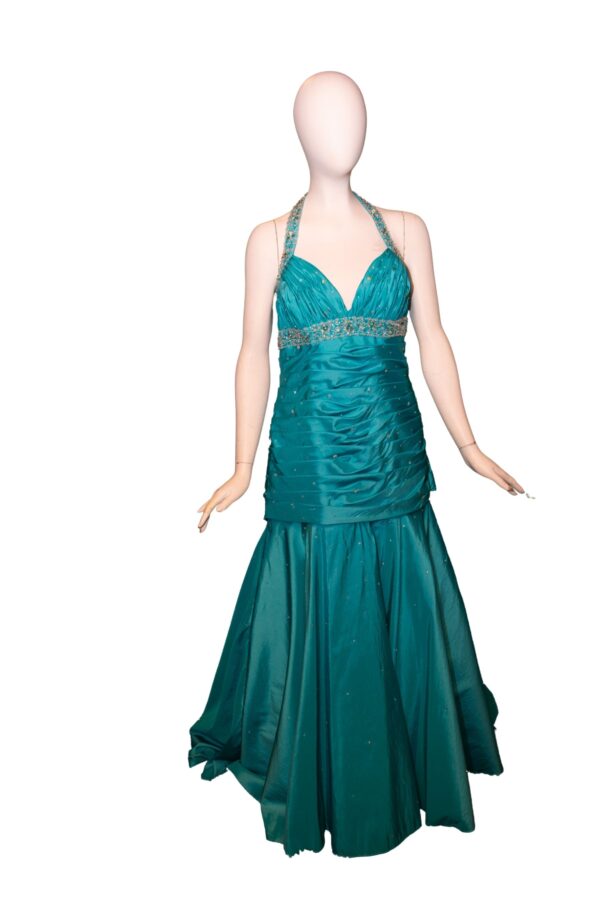 Turquoise gathered dress