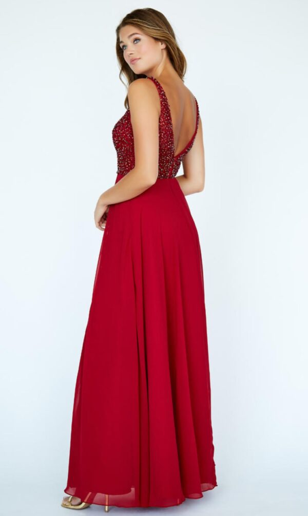 back of chiffon gown