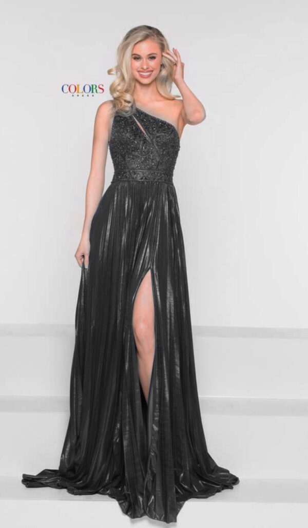 black gown on model