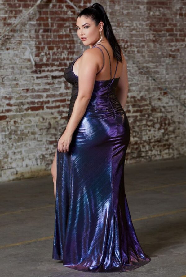 back of purple lame dress