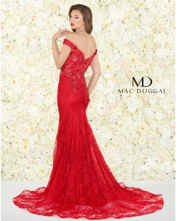 Back of red lacy dress
