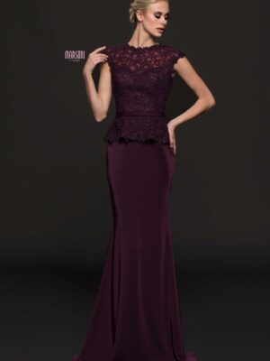 eggplant gown on model