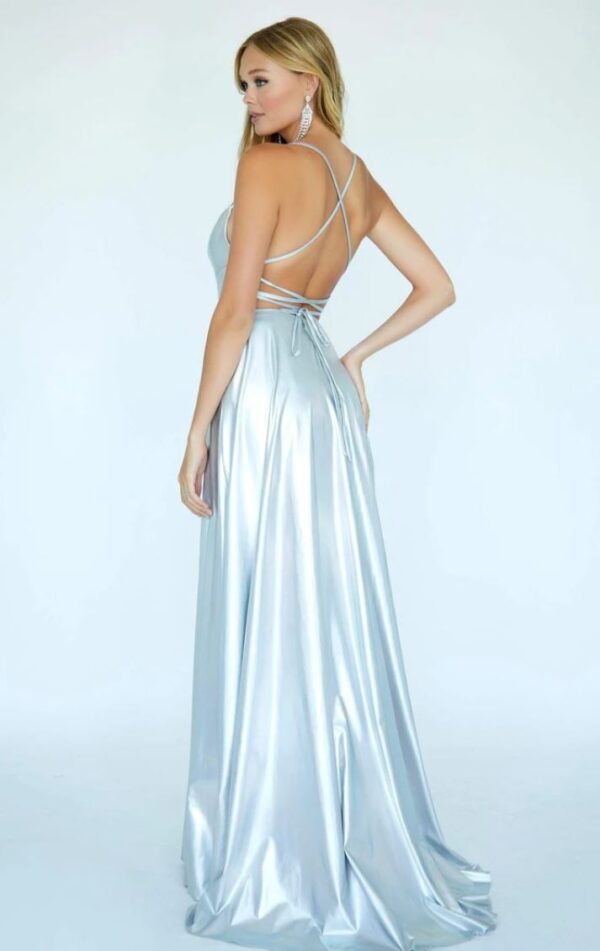 back of silver hologram dress