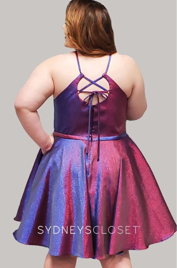 back of purple dress