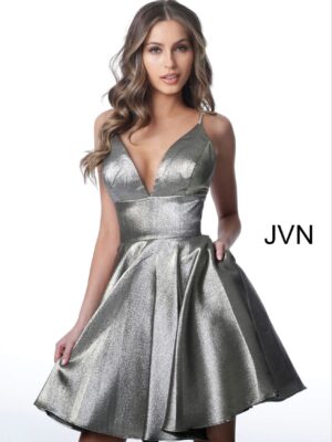 silver metallic short dress