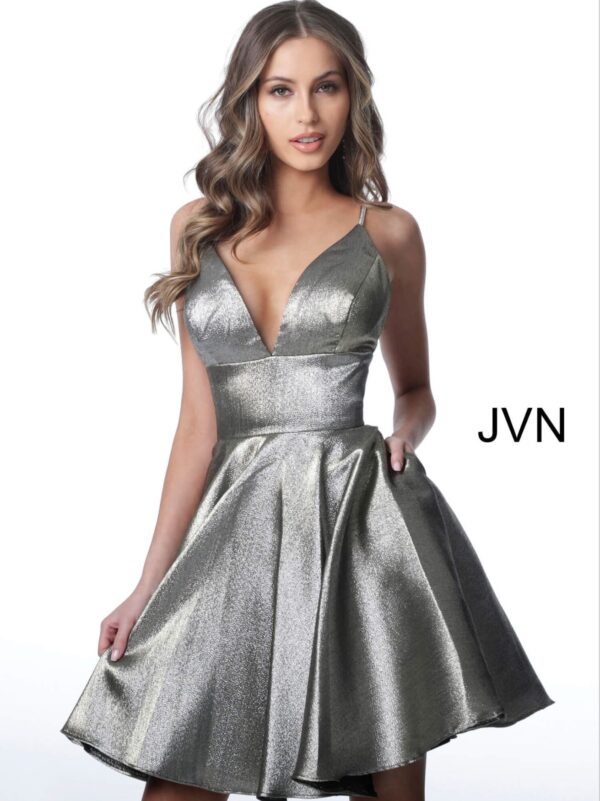 silver metallic short dress