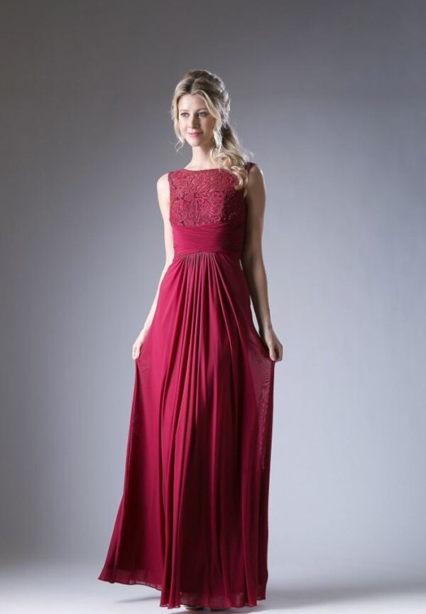 burgundy dress on model