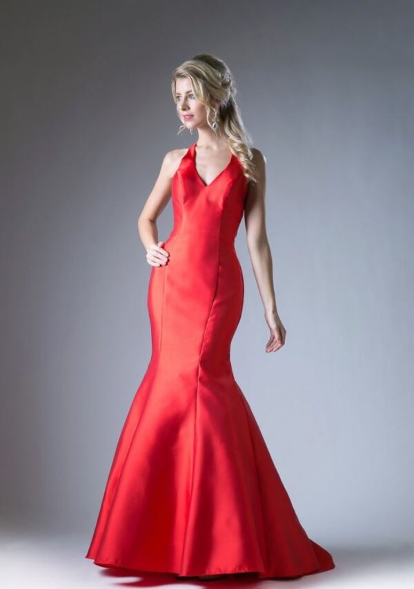 red mermaid dress on model