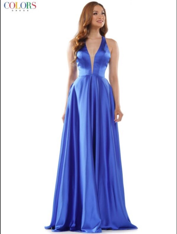 blue dress on model
