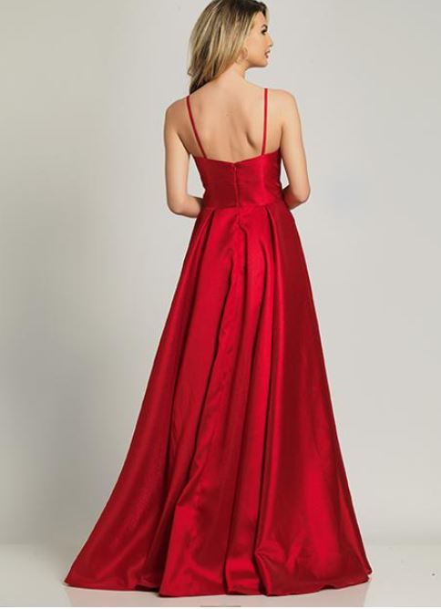 back of red dress