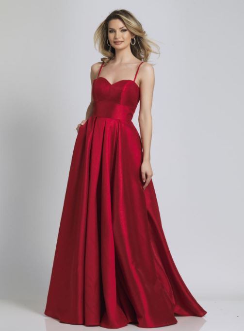 red gown on model