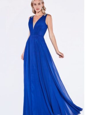 royal blue gown on model