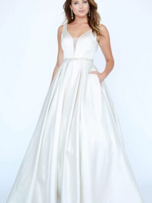 white taffeta dress