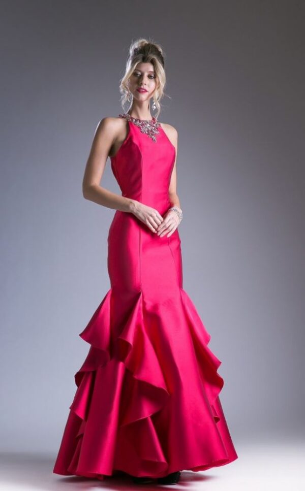 Hot pink dress on model