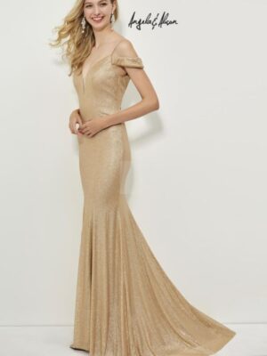 gold gown on model