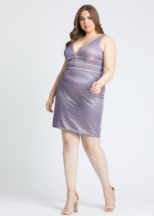 short lavender shimmery dress