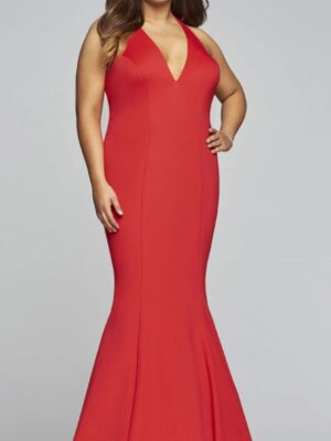 red plus size gown