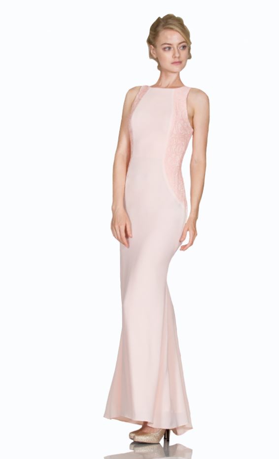 blush gown on model