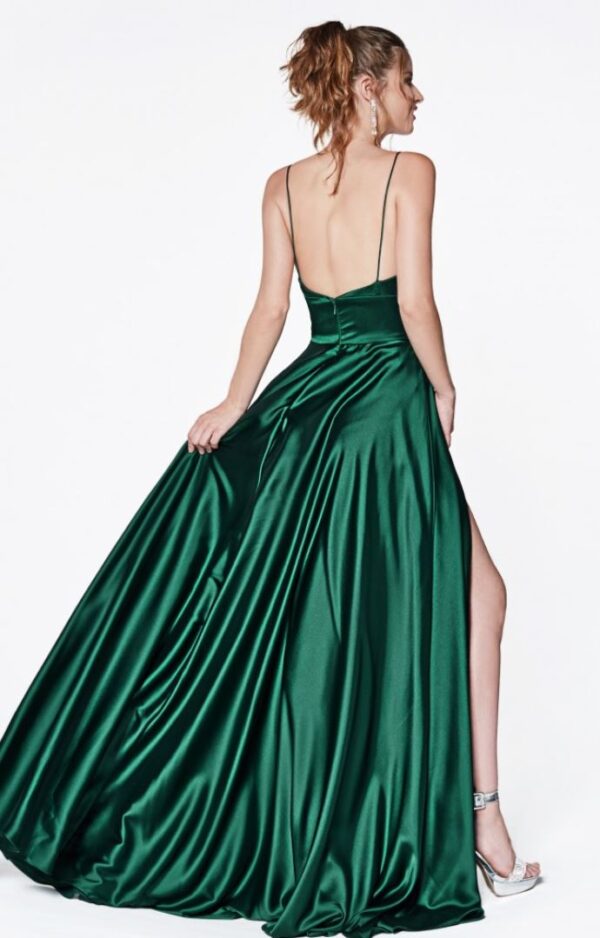 back of emerald gown
