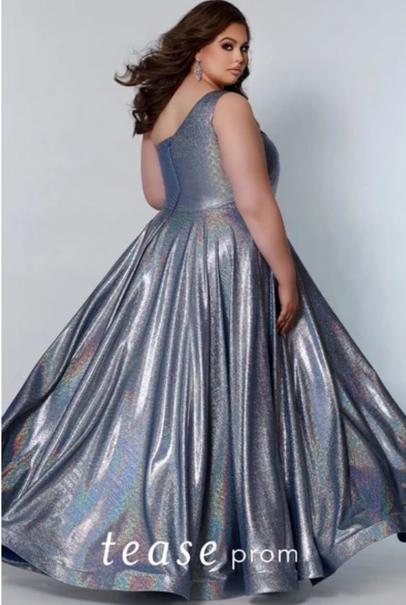 back of metallic gown