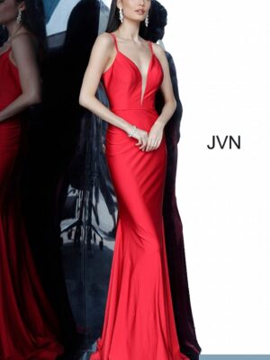 red slim fitting gown