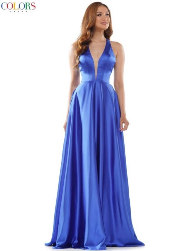 royal blue a-line gown