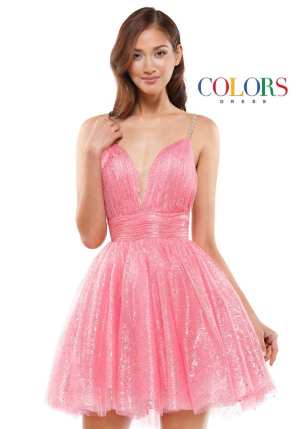 short pink shimmery dress