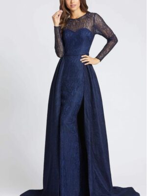 navy gown with overskirt