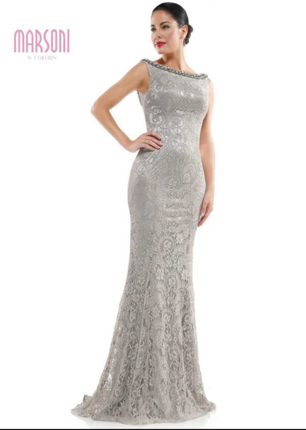 silver fitted gown