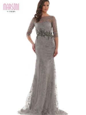 taupe lace gown