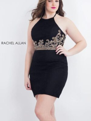 black shot dress with embellished front